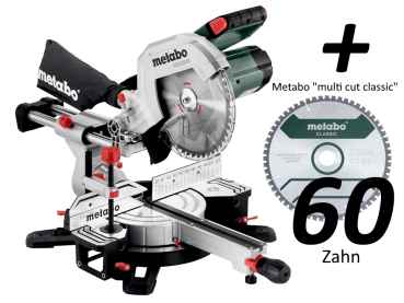 Metabo KGS 254 M POWER-SET plus 60 Zahn (statt 48Z) "multi cut" zum Mehrwert, perfekt f. Laminat/Parkett, Verbundwerkstoffe, etc.